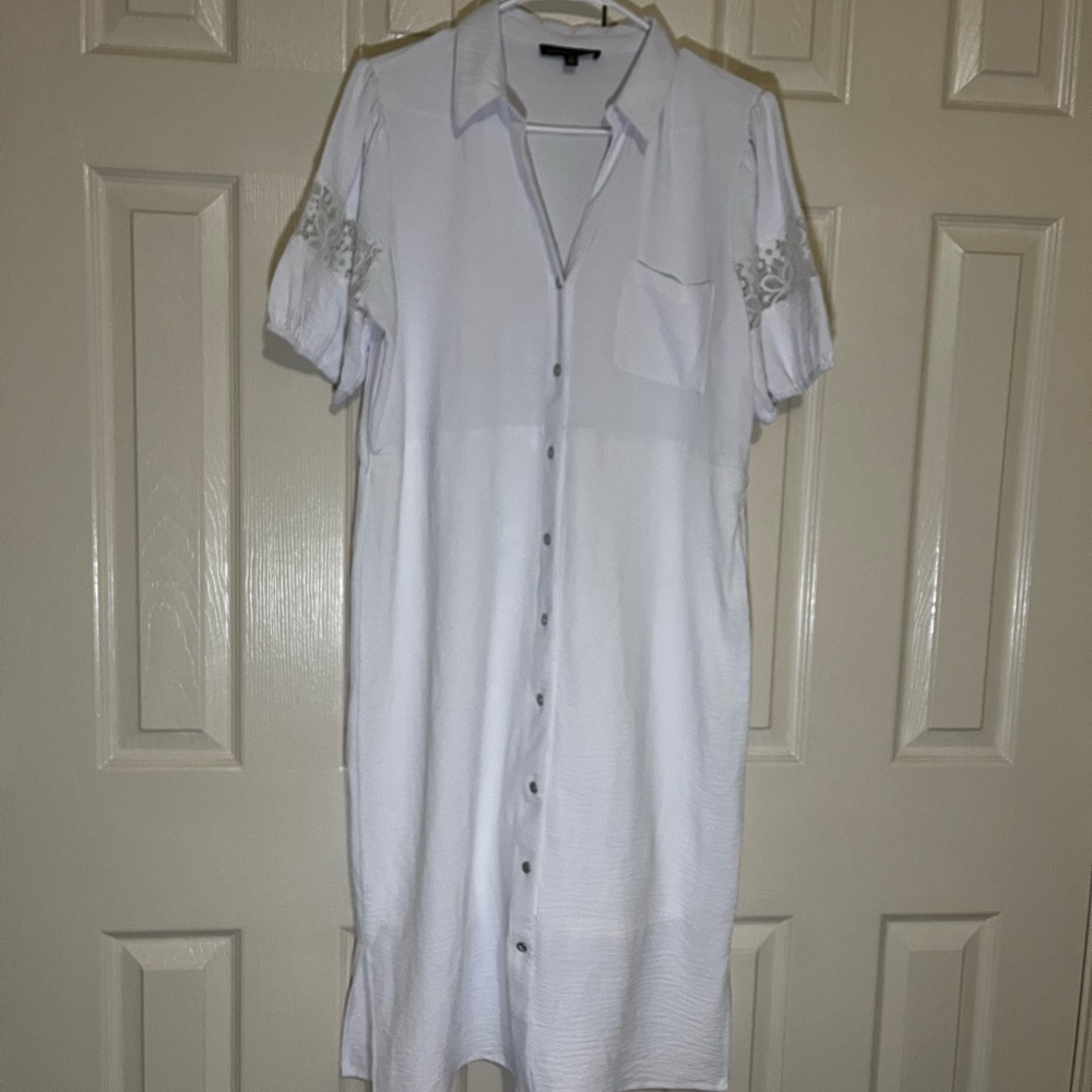 Adrienne Vittadini White Textured Dress